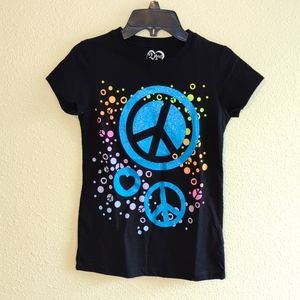 Girl's Peace Sign T-shirt - Size Large (10-12)